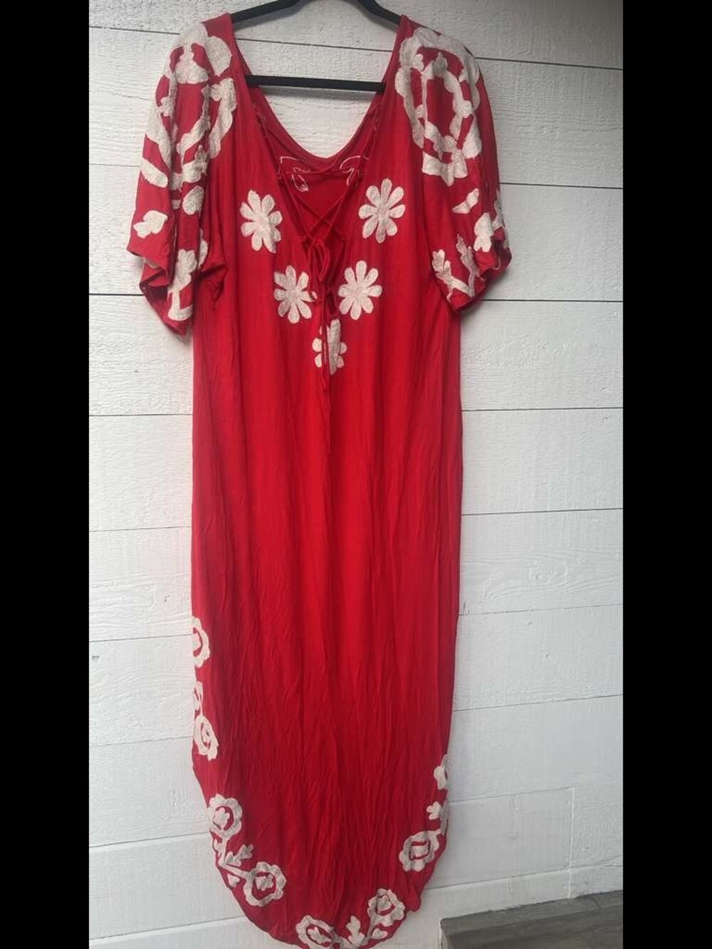 J Marie Dress Women Large Pink Luna Maxi White Embroidery Linen Mix Lined #204